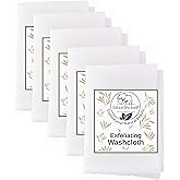 Natural Elephant Exfoliating Washcloth Pearl White Japanese Shower Scrubber for Body (5 Pack (5 Washcloths))