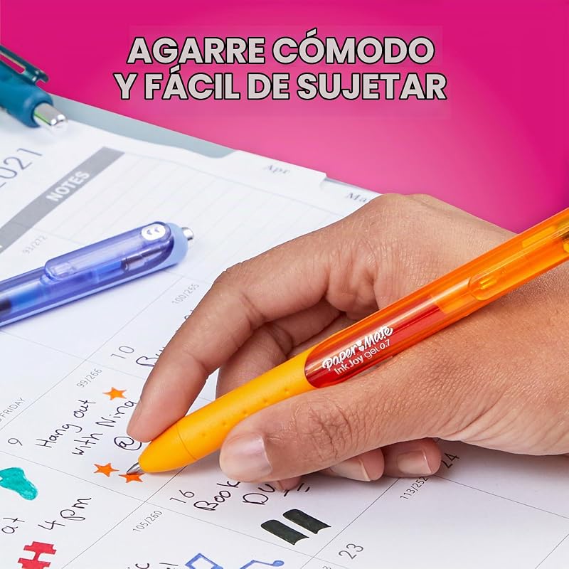 InkJoy - Bolígrafos de gel | Colores de tinta vibrantes surtidos | Para escribir, colorear y escribir en diario | Punta media (0.7 mm) | 14 unidades