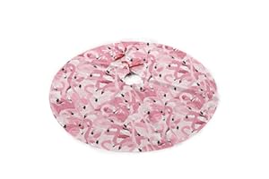 SDSQ HOME Pink Flamingo Traditional Christmas Tree Skirt 35.5 Inch - Holiday Party Decoration