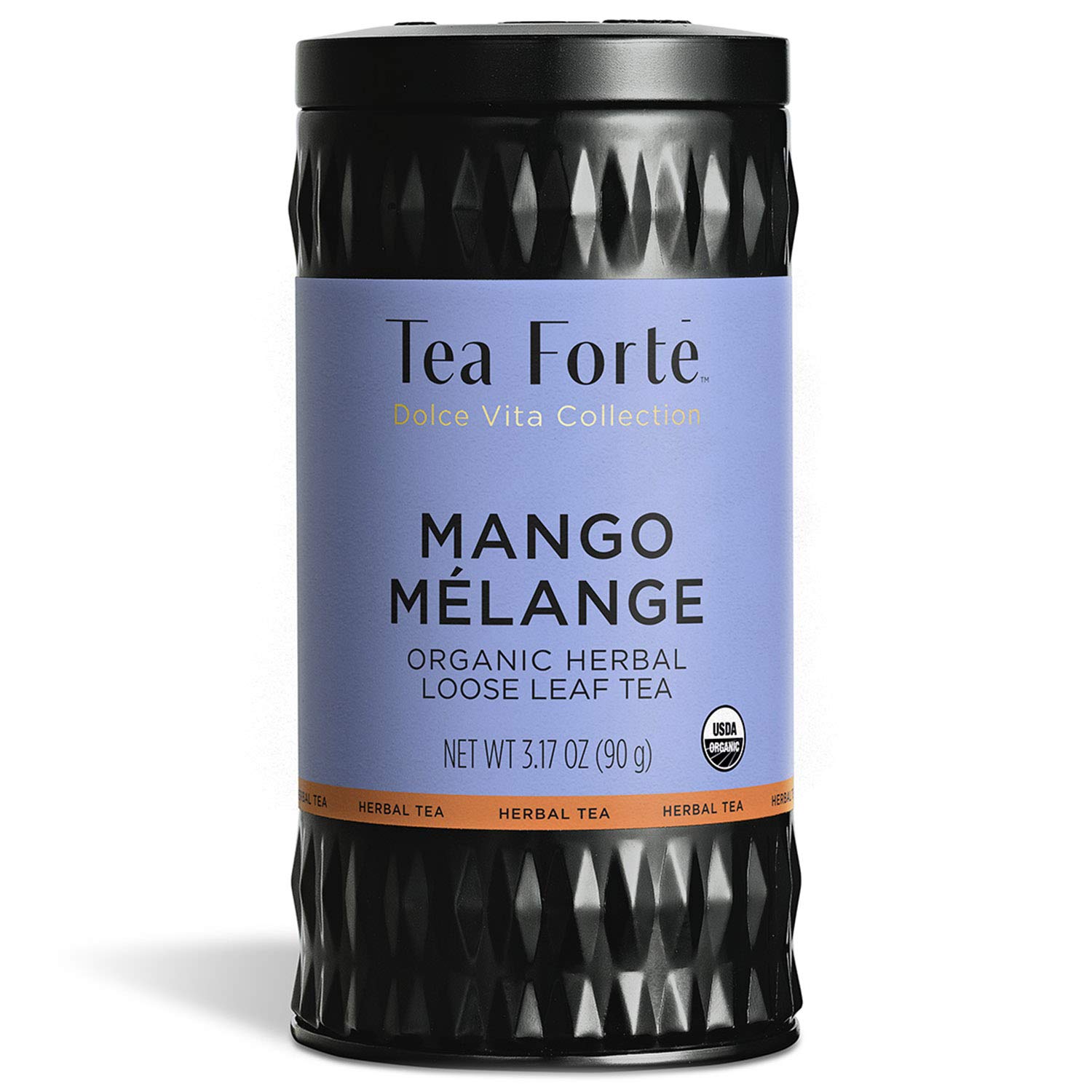 Tea Forte Organic Herbal Tea, Makes 35-50 Cups, 3.17 Ounce Loose Leaf Tea Canister, Mango Melange