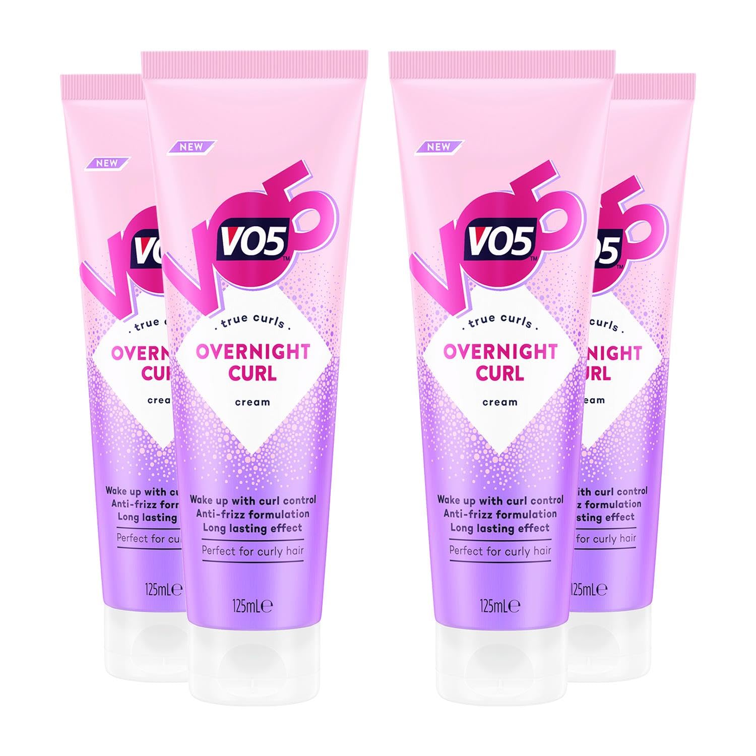 VO5 Overnight Curl Cream Long-Lasting Effect and Anti-Frizz Formulation which Prevents Frizz and Maintains Natural Movement, Perfect for Curly Hair, 125ml (Buy 4)