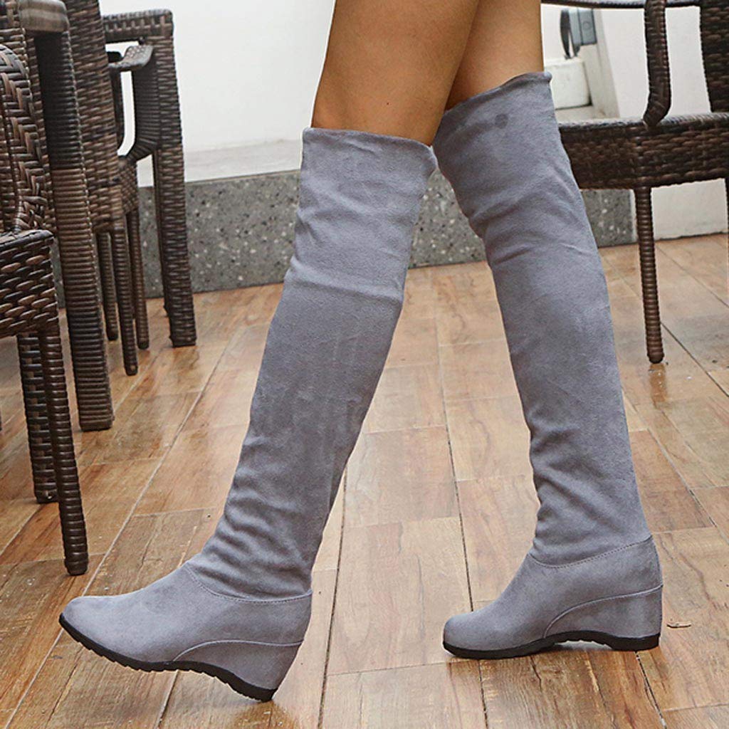 Bottes Femme，Bottes Chaudes aux Genoux élastiques Bottes ...