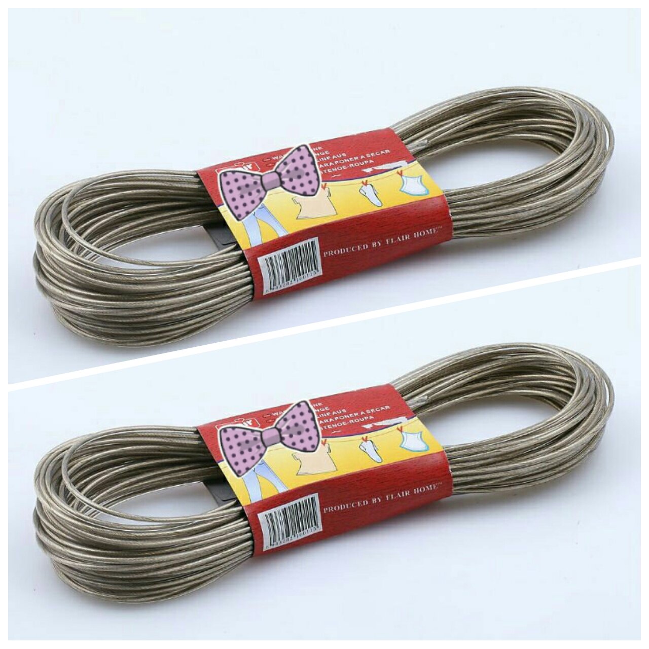 WASHMATE PVC Coated Steel AntiRust Wire Rope Washing Line Clothesline (Multicolour, 10m) Pack