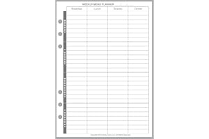 HANDY FORMS A5 Size Menu Planner and Shopping List, Sized and Punched for 6-Ring A5 Notebooks by Filofax, LV (GM), Kikki K, TMI, and Others. Sheet Size 5.83" x 8.27" (148mm x 210mm)