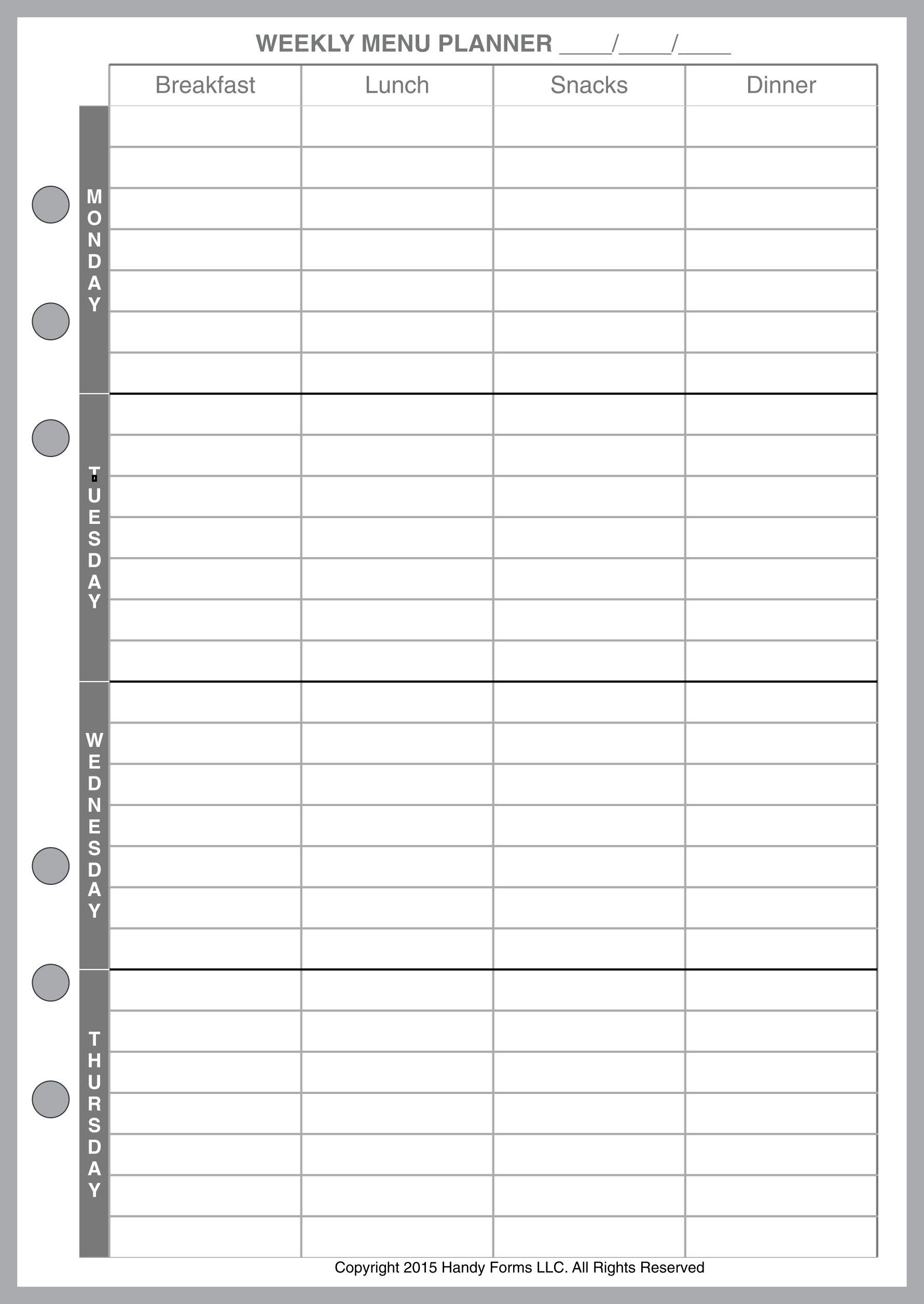 Handy Forms A5 Size 6-Ring Planner, 2020, 60 Pages, 5.83" x 8.27" (148mm x 210mm), Fits Specific 6-Ring A5 Size Notebooks, Meal Planning, Shopping List Organization, Daily & Weekly Planning