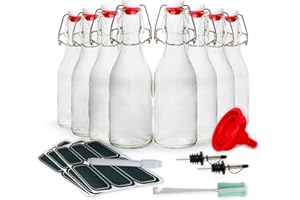 AYL Flip Top Glass Bottle [9 fl. oz.] [Pack of 8]-Glass Brewing Bottle-Swing Top Bottles for Kombucha,Kefir, Soda, Beer, Juice, Fermentation, Salad Dressing, Coquito, Syrup & Home Brewing