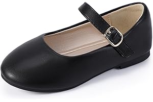 PANDANINJIA Girls Dress Shoes Flower Girl Ballet Pearl Flats Adela Wedding Party School for Toddler Little Kid