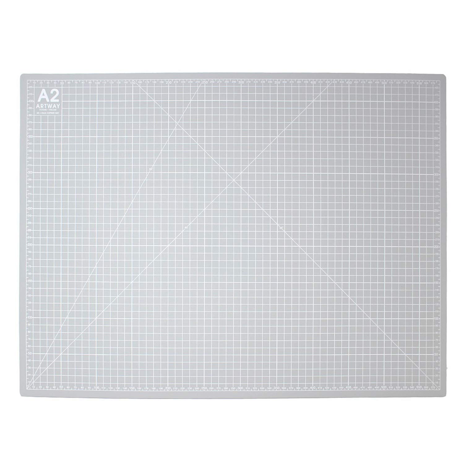 Artway A2 Cutting Mat – Self Healing – Double Sided - Grid Markings in Centimetres/Inches, White,grey