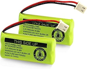BT183342/BT283342 2.4V 800mAh Ni-MH Battery Pack, Also Compatible with AT&T VTech Cordless Phone Batteries BT166342/BT266342 BT162342/BT262342 2SN-AAA40H-S-X2