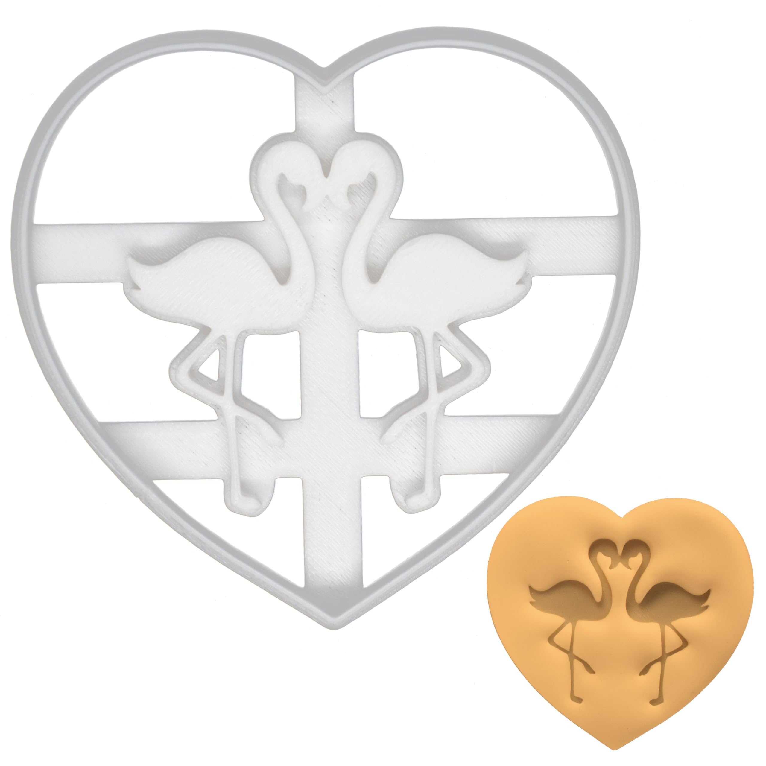 BAKERLOGY Flamingo Love Cookie Cutter - Detailed Biscuit Cutter Design for Baking and Crafts, Ideal on Fondant, Dough, Clay