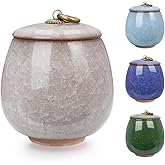 Abooxiu Ceramic Small Urn for Human Ashes Cremation Keepsake Urn for Adult Male Female Ice Crack Keepsake Urn for Human or Pet Ashes Celadon White