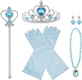 Vicloon Princess Dress Up 7PCS Set Crown Gloves Wand Necklace Kids 3-9 Blue