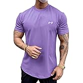 Lingt Chic Men's Muscle Fit Longline Bodybuilding Workout Casual Fashion Short Sleeve T-Shirt