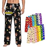 oattow Custom Pajamas Pants Plaid Personalized Funny PJ Pant Design with Face Pajama for Men Women Dog Pet
