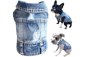 TEALOTS Jean Jacket for Dogs, Blue Denim Lapel Vest Coat Costume, T-Shirt Clothes, Cool and Funny Apparel Outfits, Machine Washable for Small Medium Dogs Cats (XXL)