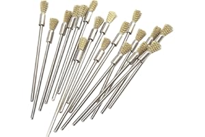 Luo ke 20 Pcs Extended Shank Brass End Brushes, 1/8'' Extra Long Shank Pen Shape Rust Paint Removal Bits Wire Brush for Rotary Tools