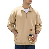 JEMLDL Men's Fleece Quarter Zip Pullover Sweatshirts Casual Long Sleeve Warm Mock Neck Sweatshirt with Pockets