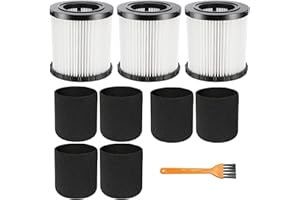 MZY LLC 9 Pack DCV5801H DCV580H Vacuum HEPA Filter for DeWalt DCV580H, DCV581H 20V MAX Wet/Dry Vacuum, Washable and Reusable, 6 Foam Sleeve Filters and 1 Brush