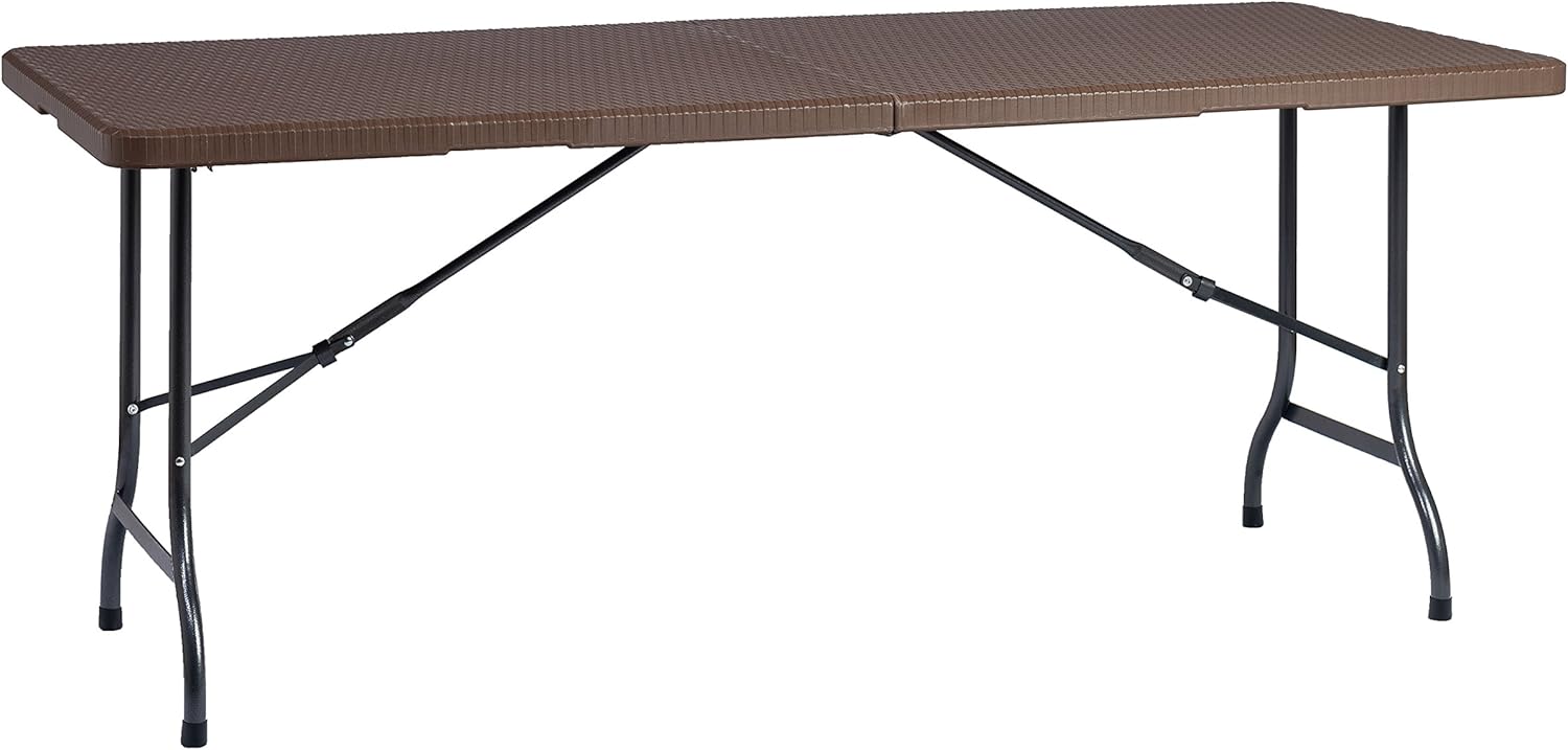 Resol Easy Rattan 180 Mesa Plegable, Marrón, 183 x 76 x 74 cm