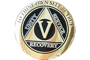 Recoverychip 5 Year AA Medallion Elegant Black Gold Silver Bi-Plated Alcoholics Anonymous Chip