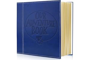 BBWILL Magnetic Self-Stick Page Photo Album, Our Adventure Book Leather Cover DIY Albums for Wedding Anniversary Holds 3X5, 4X6, 6X8, 8X10 Photos (Blue)