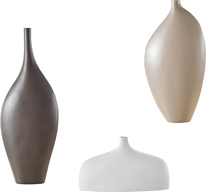 Pure.Lifestyle 16"&12"&20.5" Flat Design Slim Neck Vases(Set of 3