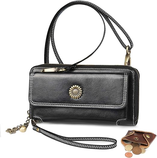 RESO Purse for Women, RFID Blocking Genuine Leather Wallet for Ladies