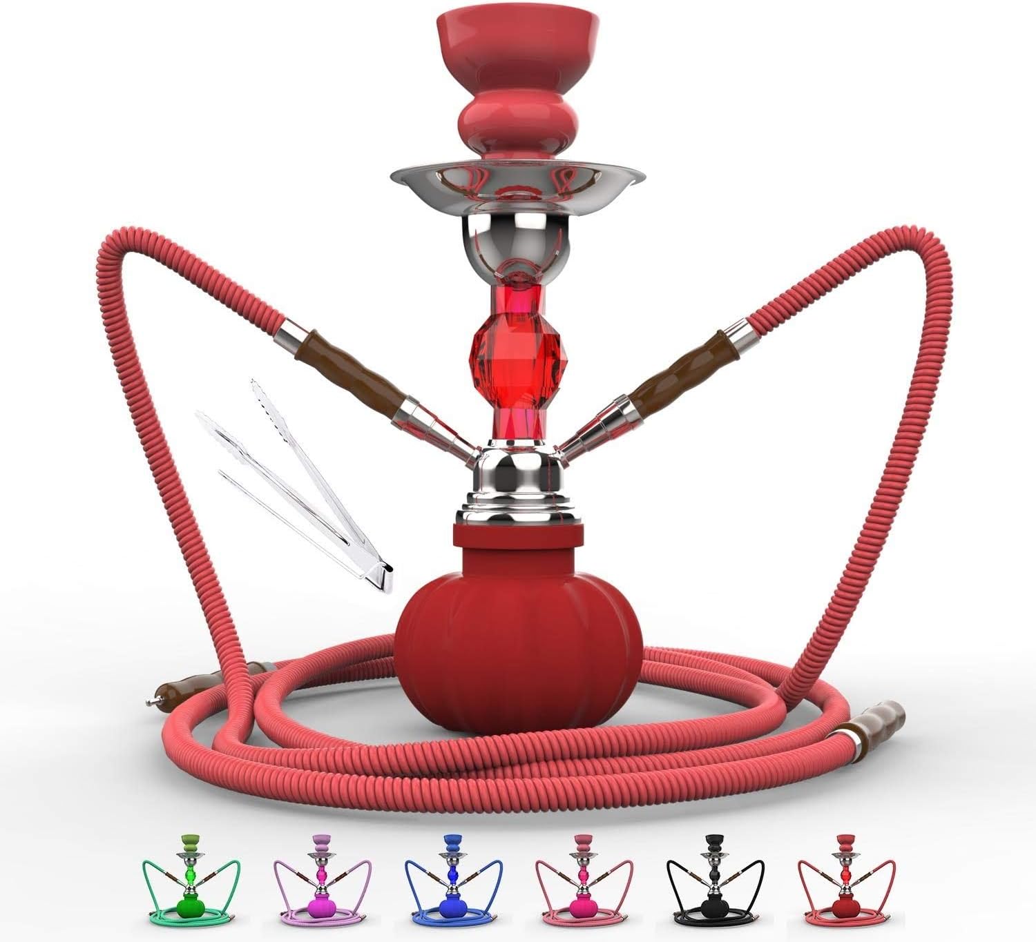 Cachimba 2 salidas shisha Soria.Premium 2 mangueras 28cm (6colores) (ROJO)