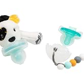 Keepsie Pacifier Cover-Clear 2 Pack: Fits Select Flat Round Pacifiers. | Travel Case: Keep Pacifiers Covered with Clips &amp; Plush Attached. Made in USA | BPA-Free