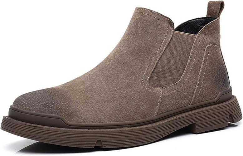 Amazon Douery Ltd 裏ボア サイドゴアブーツ メンズ スエード 小さいサイズ 紳士靴 サイドゴア 通気性 カジュアルブーツ 軽量 痛くない 秋冬 スーツ デニム ショートブーツ 10代 60代 男性用 チェルシーブーツ Douery Ltd ブーツ