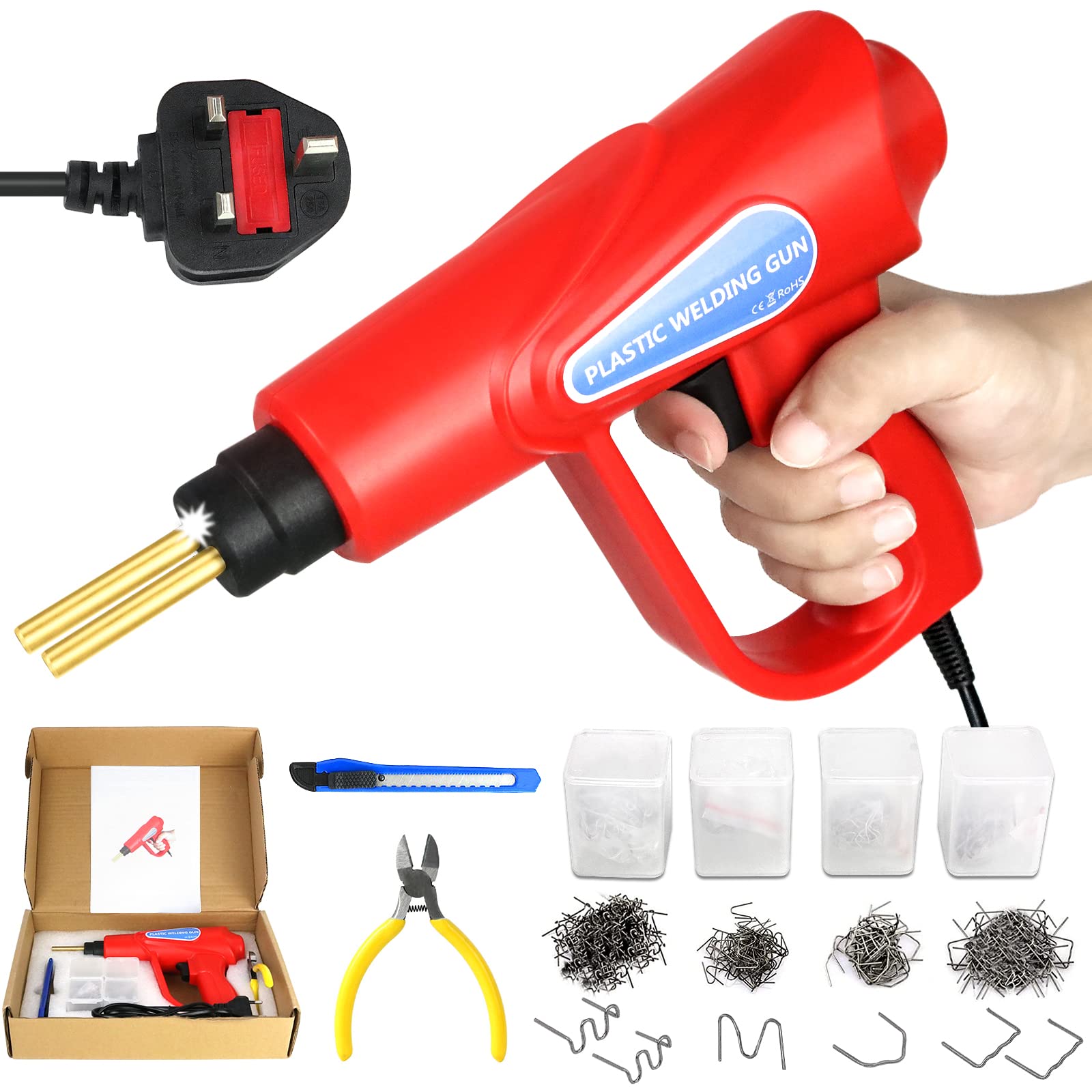 70W Plastic Welding Kit,Plastic Repair Kit,Hot Stapler Plastic Welding,Welding Repairing Machine,800 Pcs Welding Staples,Bonds Plastic,Crack Repair for Bumper,Dashboard,Lamp Holder,Plastic Products