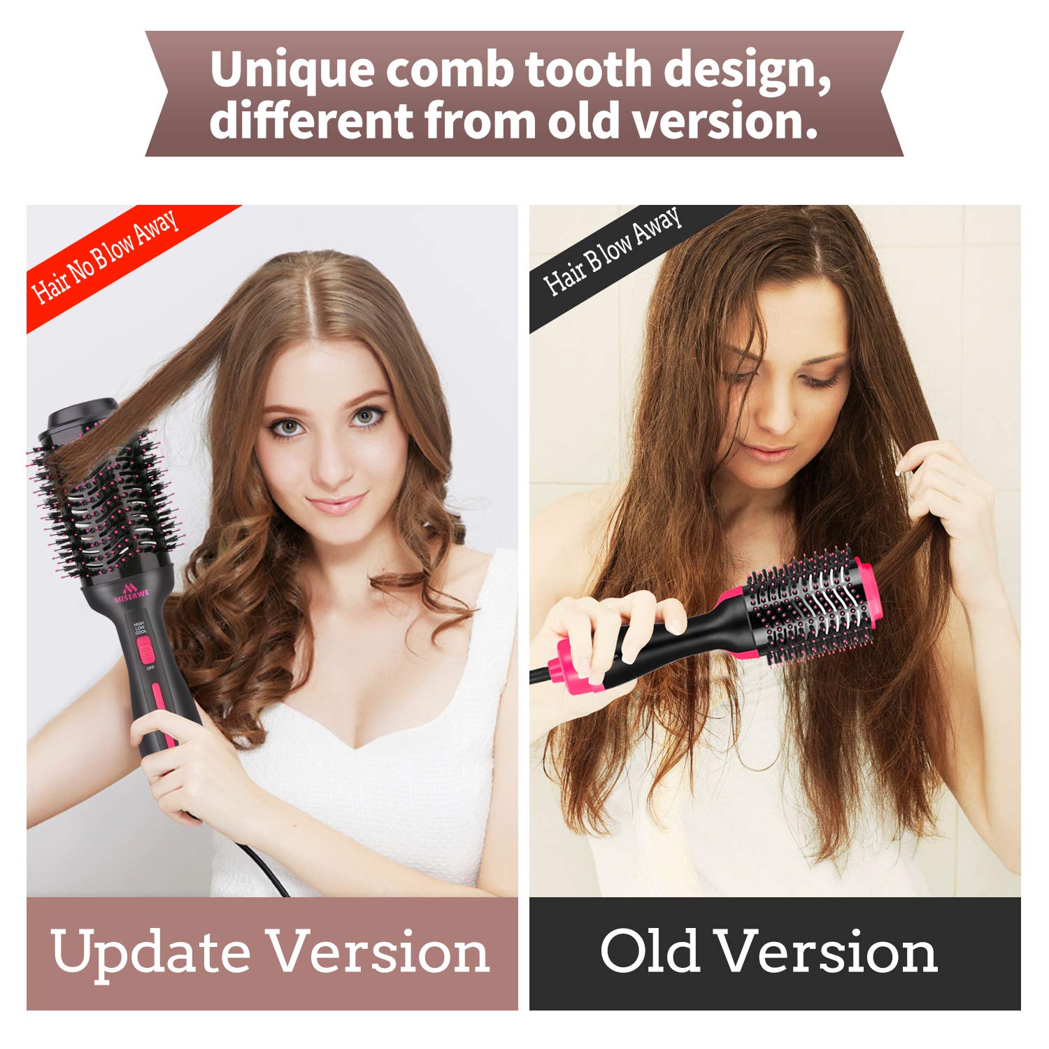 Magic Hair Dryer Brush Hot Air Brush Hair Dryer Volumizer Brush Hair Blower Multi-functional Hair Straightener & Curler Brush 3-in-1 Negative Ion Styling Hot Air Brush Comb for Women : Beauty