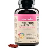 NatureWise Hair Skin and Nails Vitamin, Biotin 5000mcg w/Hyaluronic Acid, Collagen for Women with C, B Complex, D3, A, E, Iron - Non-GMO, Gluten Free - 150 Softgels[50-Day Supply]