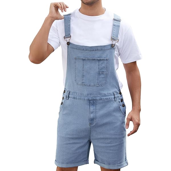 DINORMIN Boys Sleeveless Bib Overalls Shorts - Adjustable Suspenders, 97% Cotton, Casual Dungarees