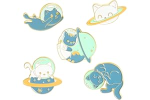 GILLNA Space Cat Enamel Pins Set,Cute Animal Astronaut Lapel Pins for Women Girl Cartoon Planet Brooch Pin for Jackets Backpack Accessory
