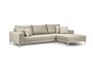 Cosmopolitan Design - Sofá de Esquina Recto, 4 plazas, Beige ...