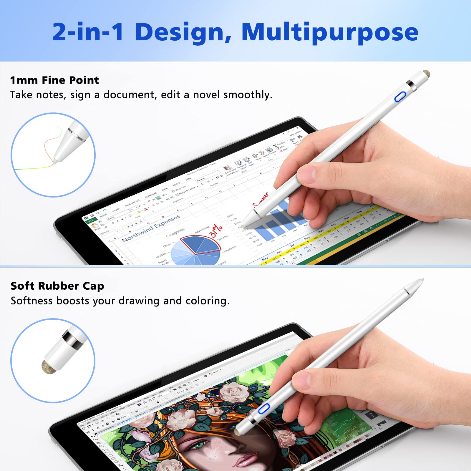 MoKo Stylus Pen for iPad, Apple Pencil 1st/2nd Gen Compatible: iPad Pro 12.9/11