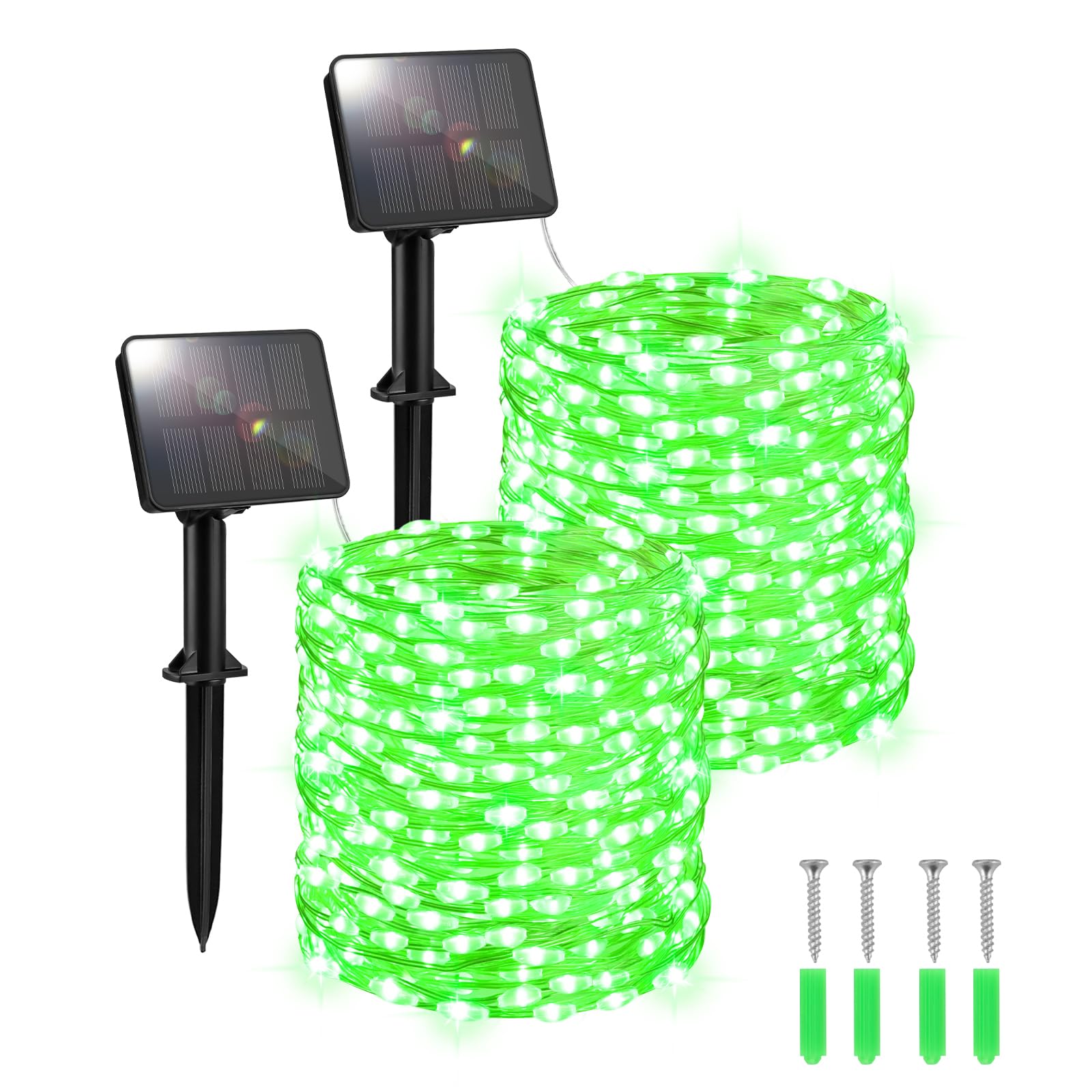 FFZZKJ Solar Lights Outdoor Garden Waterproof Total 240LED 12Mx2 Pack Outdoor Solar Lights for Garden Patio Balcony Terrace Veranda Tree, Green