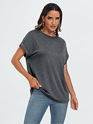 AUTOMET Womens Summer Tops Oversized Short Sleeve