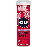 GU Energy Hydration Electrolyte Drink Tablets, 4-Count(48 Servings), Strawberry Hibiscus