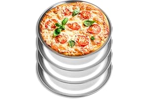 P&P CHEF 10 Inch Pizza Pan, Stainless Steel Round Pizza Tray Baking Pans, Pizzas Plate Serving Tray for Cookie Meat, Oven & D