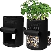 SORANGEUN 2-Pack 15-Gallon Grow Bags with 2 Flaps and Reinforced Handles,Non-Woven Potato Grow Bags, Heavy-Duty Thickened Aeration Fabric Pots for Potatoes, Tomatoes, Flowers, and Vegetables