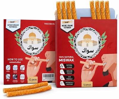 SEWAK Miswak Sticks 10 Pack | Organic Wooden Toothbrush for Teeth Whitening