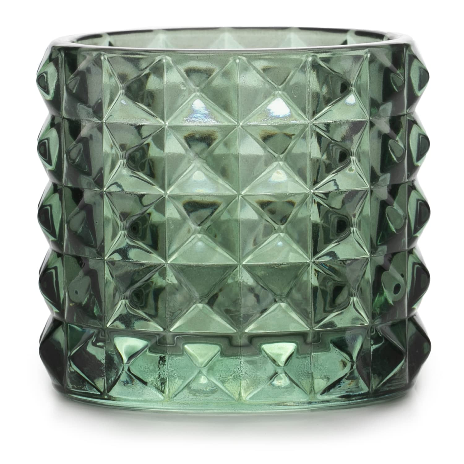AmeliaHome Glass Tea Light Holder 7 x 6.5 cm Malaga Bottle Green