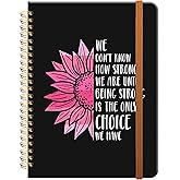 Ruled Spiral Writing Notebook,A5 Hardcover Lined College Journal for Women Lady Girl,Strong Twin-Wire Binding with Premium Paper,8.4" X 6",Perfect for School,Office,Home Gifts(Sunflower Breast Cancer)