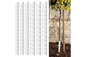 AUKNEY 6 Pcs Tree Trunk Protector-2 Size Plastic Spiral Tree Guard Tree Trunk Protector Wrap Tree Bark Protector Tube Tree Wraps to Protect Bark Tree Saplings from Deer Cats Rodents Rabbit Mowers (White)