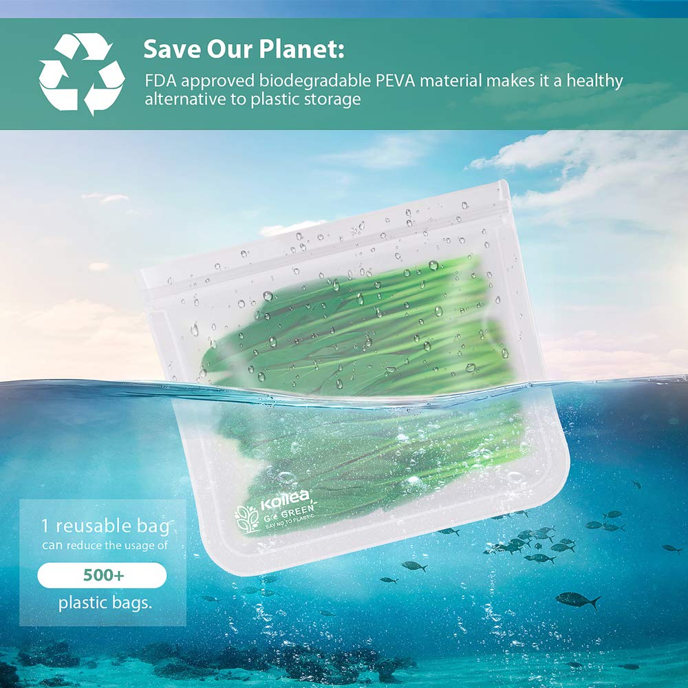 Reusable Sandwich Bags, Kollea 12 Pack Freezer Ziplock Bags (6 Reusable Sandwich Bags & 6 Reusable Snack Bags), Extra Thick BPA Free Lunch Bags Leakproof Storage Bags for Food & Home Organization