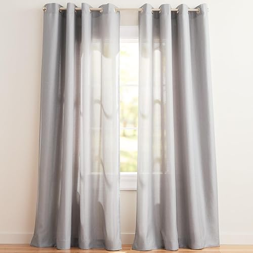 Exclusive Home Loha Linen Grommet Top Curtain Panel Pair, 54"x108", Dove Grey