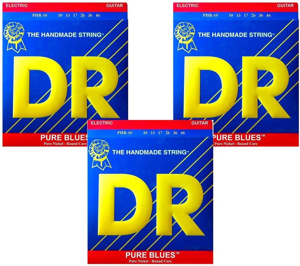 DR PHR-10 Pure Blues Electric Guitar Strings 010-046 3-Pack, Nickel
