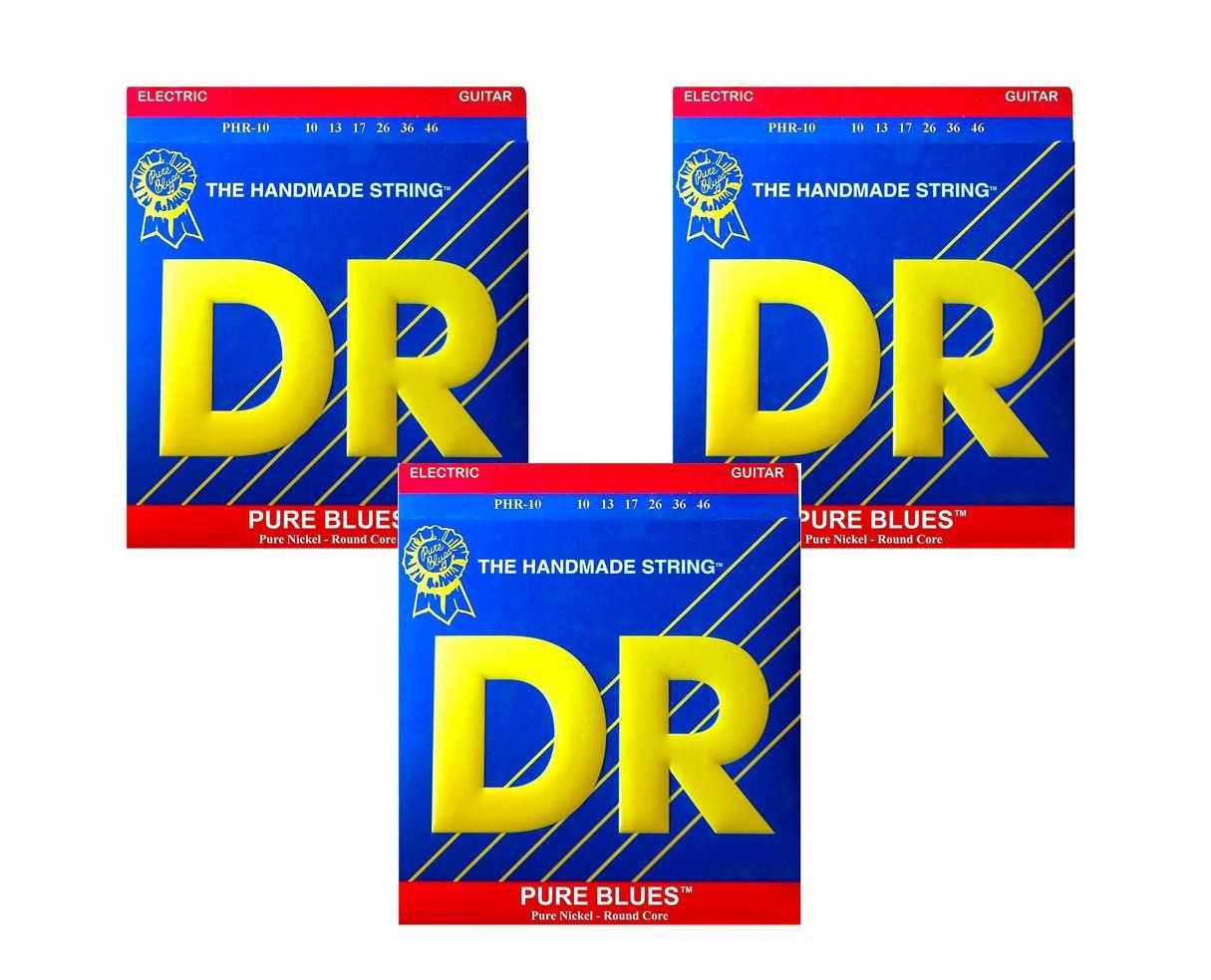 DR PHR-10 Pure Blues Electric Guitar Strings 010-046 3-Pack